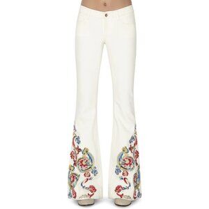 Alice + Olivia Ryley Embroidered Flare Jeans